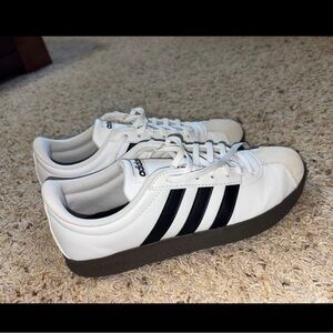 Adidas Men's White and Black Striped Sneakers